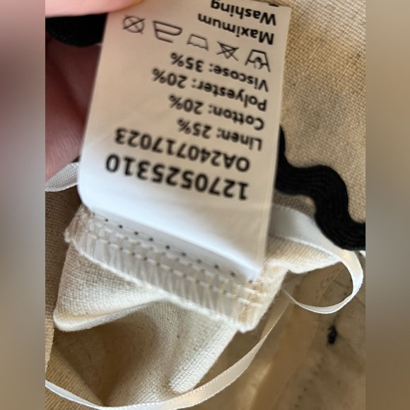 NWT Commense cotton & linen wave trim midi wrap skirt asymmetrical tan black - Picture 8 of 9